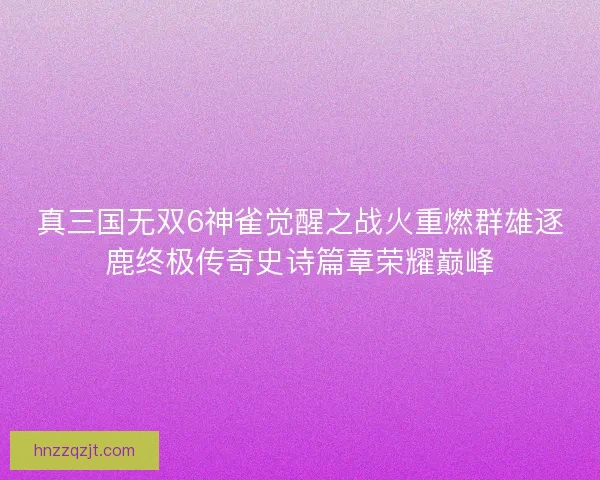 真三国无双6神雀觉醒之战火重燃群雄逐鹿终极传奇史诗篇章荣耀巅峰